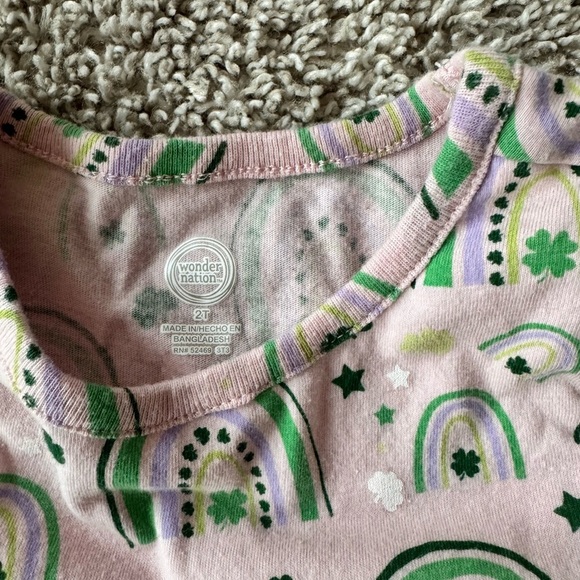 Wonder Nation Pink and Green Rainbow Dress St. Patricks St. Patty's day Size 2T - Picture 7 of 9